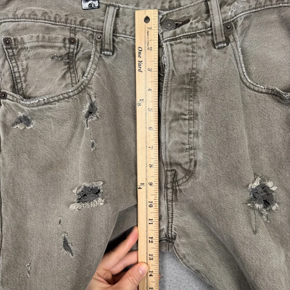 Levis Jeans Mens 32x32 Gray‎ 501 CT Distressed Grunge Punk Goth Indie Denim
